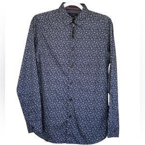Ted Baker London Paisley Print Button Down Shirt Size 2 (Small)